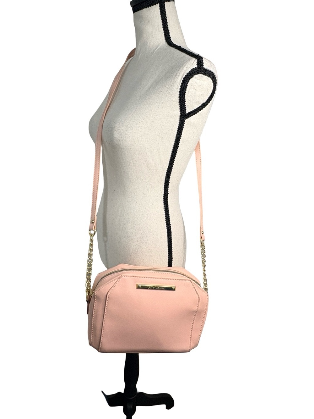 Betsey Johnson Blush Pink Crossbody Bag Gold Chain Accent Purse